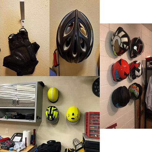Pmsanzay 2/PK Helmet Holder Hook, Sturdy Helmet Display Rack, Wall Mounted Helmet Storage Rack Hanger, for Motorbike Jacket Wall Display Rack, Sta...