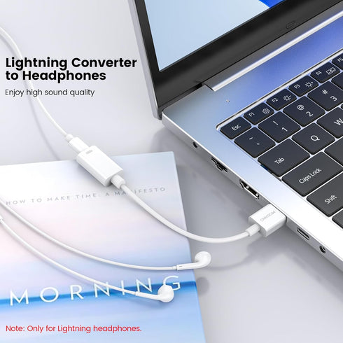 MOSWAG USB Male to Lighting Audio Adapter Cable USB Male to Lightning Female HiFi Audio Headphones Converter Compatible with MacBook Computer PC H...