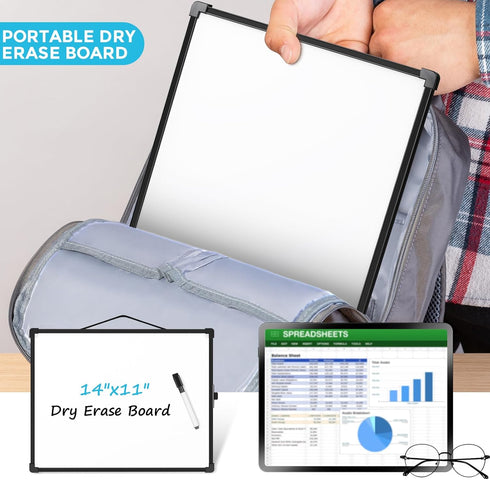 MaxGear Double-Sided Dry Erase Board, 14"x11" Mini Hanging Whiteboard, Small White Board with a Black Dry Erase Marker, Portable for Students - Pl...