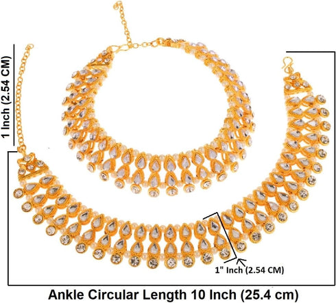 Efulgenz Kundan Anklet Indian Bollywood Crystal Faux Kundan Pearl Wedding Bridal Anklet Set for Women Bracelet Payal Foot Jewelry...
