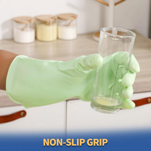 BOOMJOY PVC Cleaning Gloves, Heavy Duty Dishwashing Gloves, Reusable Medium Gloves for Kitchen, Bathroom, Gardening, Working, Pet Care - Pink & Bl...