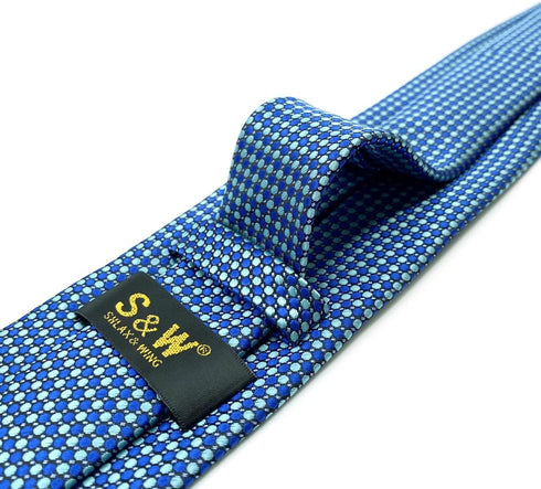 S&W SHLAX&WING Ties for Men with Pocket Square Blue Turquoise Necktie Set xl...