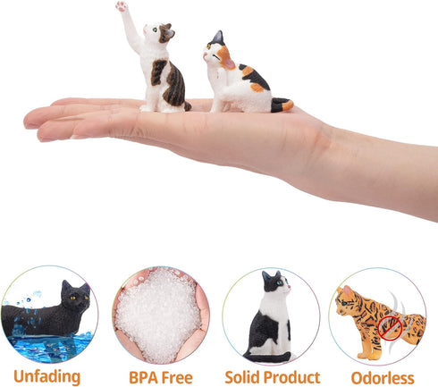 Toymany 8PCS Realistic Cat Figurines, Educational Cat Figures Toy Set, Kitten Easter Eggs Cat Cake Topper Christmas Birthday Gift for Kids Boys Gi...