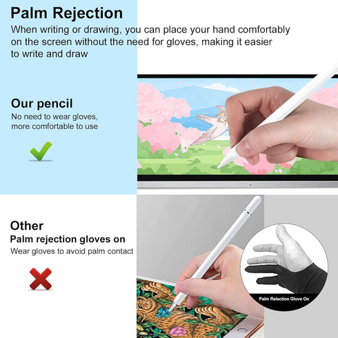 Stylus Pen for iPad with Palm Rejection, Oblique Painting and Magnetic Attraction Design, Pencil for iPad with Dual Touch Function, Pencil Compati...