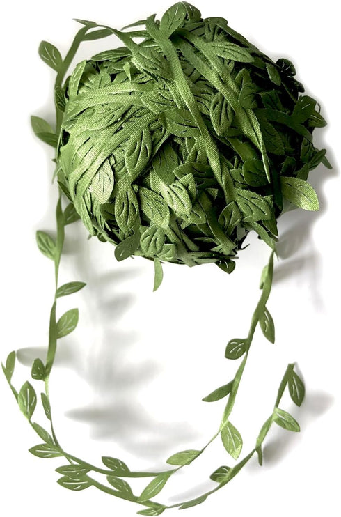 Olive Green Leaves Leaf Trim Ribbon 40 Yards for DIY Craft Party Wedding Home Decoration (Green)...