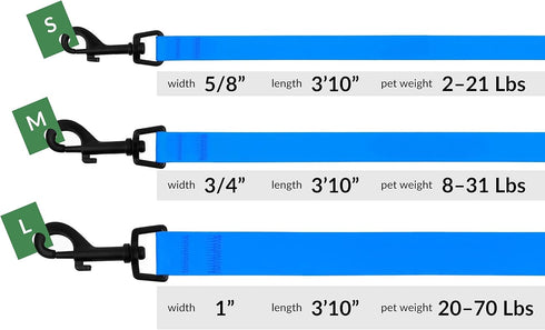 CollarDirect Waterproof Dog Leash Small Medium Large Durable Pet Leashes for Walking Training Running Pink Black Blue Orange Green (M, Blue)...