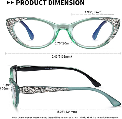 EYEURL Cat Eye Reading Glasses for Women 2.25 Blue Light Blocking 3 Pack Computer Readers with Comfortable Spring Hinge Lightweight Eyeglasses for...