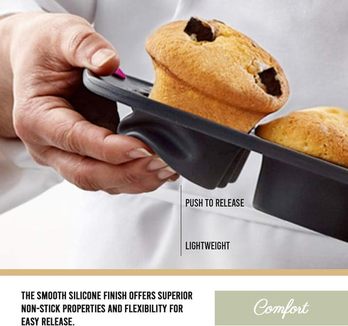 Trudeau Structure Silicone Muffin Pan – 12 Cup, Flexible Silicone with Hard Lining to Hold Shape, Non-Stick, BPA-Free, Dishwasher Safe, Heat Resis...