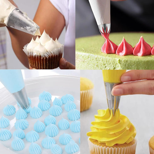 5 Pack Extra Large Piping Nozzles, 1B 1C 1E 1M 2D# Seamless Stainless Steel Piping Icing Tips for Cupcakes...