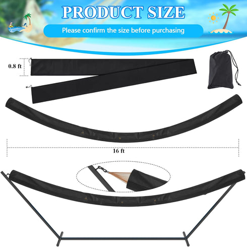 Extra Long Waterproof Hammock Sleeve Protector 16 ft Lightweight and Compact Camping Hammock Storage and Cover, Black (Cover Only)...