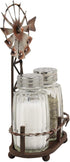 Ebros 6.5"Tall Rustic Country Farm Agricultural Windmill Outpost Salt And Pepper Shakers Holder Display Stand Set Western Kitchen Dining Home Deco...