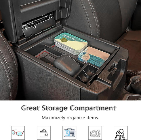 JDMCAR Center Console Tray Organizer Compatible with Toyota Tacoma Accessories 2016-2022 2023, Armrest Insert Container ABS Material Secondary Sto...