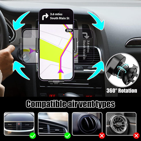 Wireless Car Charger, AMLINK 15W Qi Fast Charging Auto Clamping Car Charger Cell Phone Holder Mount Air Vent for iPhone 14 13 12 11 Pro Max, Samsu...