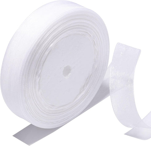 3/4 Inch Sheer Organza Ribbon 50 Yards White Chiffon Ribbon for Gift Wrapping,Bouquets,Wedding,DIY Craft...