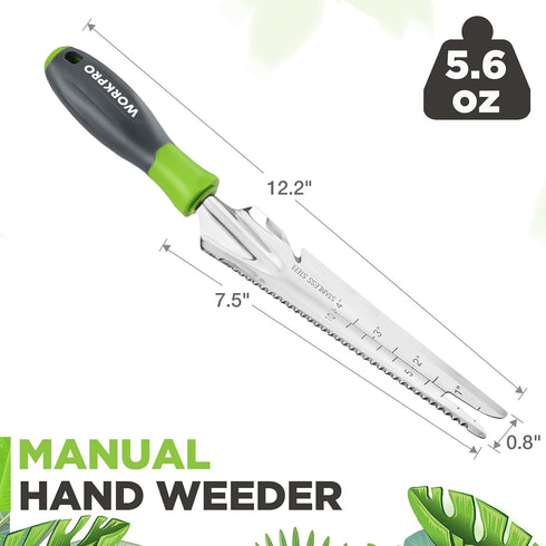 WORKPRO Hand Weeder Puller, 5-in-1 Stainless Steel Garden Trowel with Soft Handle, Gardening Weeding Tool for Easy Weeder Removal, Planting, Weedi...