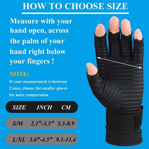 2 Pairs Copper Arthritis Gloves for Women Men, Fingerless Compression Gloves Relieve Hand Pain, Typing Gloves for Arthritis, Carpal Tunnel, Tendon...