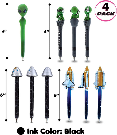 Space Collection Novelty Pen - Kids and Adults Office Supplies Ballpoint Pen, Space Shuttle, Alien, Alien Dj, Space Craft Writing Pen for School a...