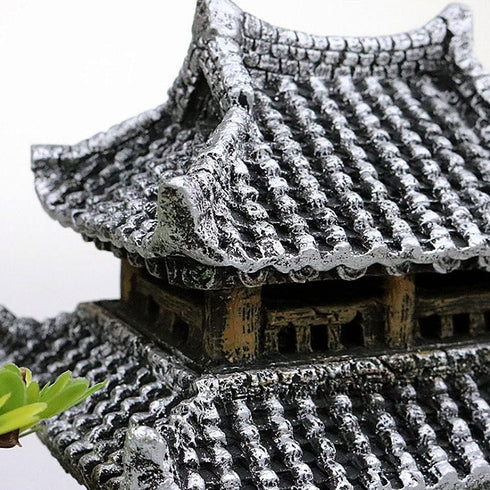 Classical Lifelike Chinese Landscape Resin Aquarium Castle Decorations Fish Tank Ornaments (Building)...