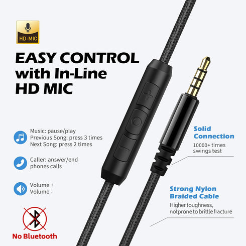 AILIHEN C8 Headphones Wired, On-Ear Headphones with Microphone and Volume Control Foldable Corded Stereo 3.5mm Headset for Smartphones Chromebook ...