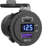 USB C Car Charger Socket, Qidoe 12V/24V Dual USB Outlet PD3.0 & QC3.0 Car USB Port with LED Voltmeter and ON/Off Switch DIY Car Socket for Car Boa...