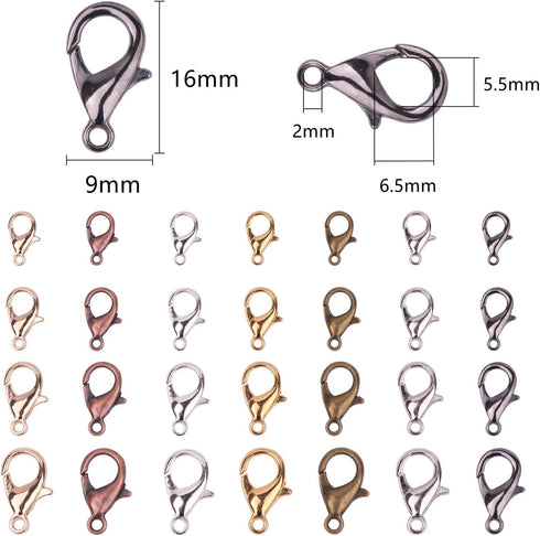 YAKA 245pcs 1 Box 7 Colors Alloy Lobster Clasp DIY Jewelry Bracelet Necklace Making Fastener Hooks (16x9mm)...
