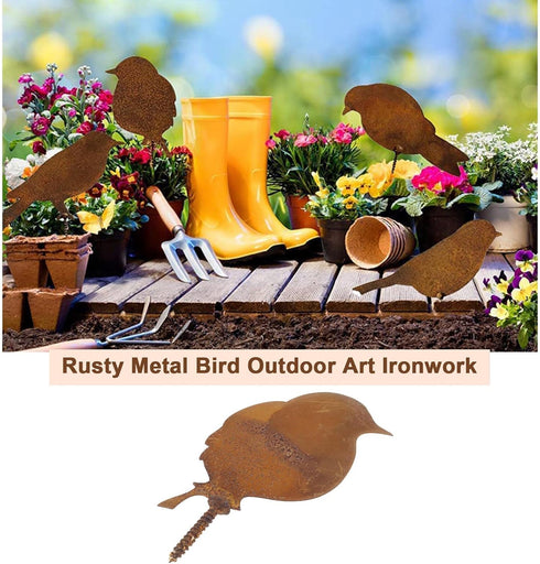 4Pcs Rusty Metal Birds Rusty Birds Decoration Simulation Metal Bird Figurine for Garden Ornaments Home Decor Silhouette Outdoor...