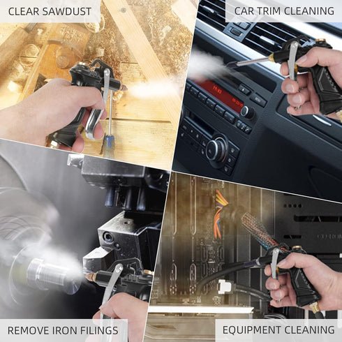 Industrial Air Blow Gun, with Brass Adjustable Air Nozzle and 3 Air Flow Extension, and 6 Sealing Rings, Pneumatic Tools Air Compressor Accessorie...