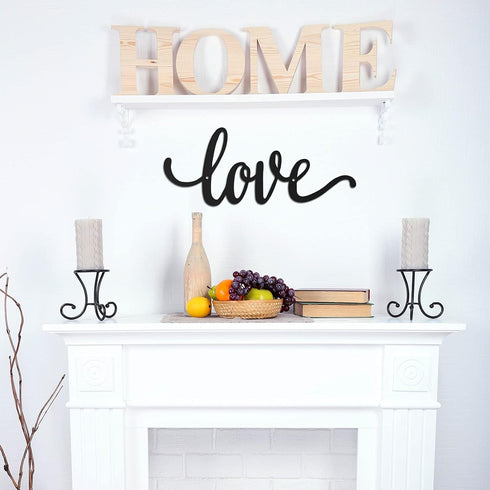 Metal Wall Decor Rustic Letter Signs Black Wall Art Hanging Word Cutout Decoration for Home (Love Style)...