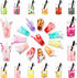 Hicarer 48 Pieces Resin Ice Cream Cup Charms Pendants Colorful Glass Fruit Drink Cup Bottle Charms Fruit Tea Mini Bottle Charm Pendants for DIY Ke...