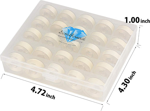Simthread 25pcs White Prewound Bobbin Thread Size L (SA155) 60WT for Brother Husqvarna Pfaff Embroidery Thread Sewing Thread Machine with Clear St...