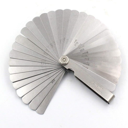 Stainless Steel Feeler Gauge Universal Standard SAE and Metric Offset Valve Thickness Gauge 32-Piece Blade Tool for Measuring Gap Width/Thickness...