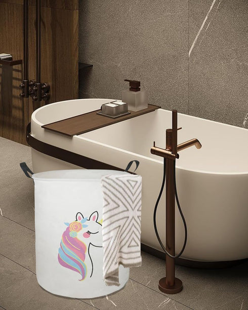 19.7" Round Kids Laundry Clothes Hamper with Handles, Unicorn Pattern, Portable, Baby Toys Storage Organizer Bins Laundry Gift Basket for Boys and...