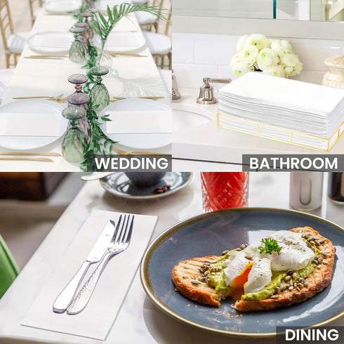 Napkins Disposable Guest Towels Linen-Feel Decorative Napkins Soft and Absorbent Dinner Paper Hand Towels for Bathroom Party Powder Room Hotel Fan...