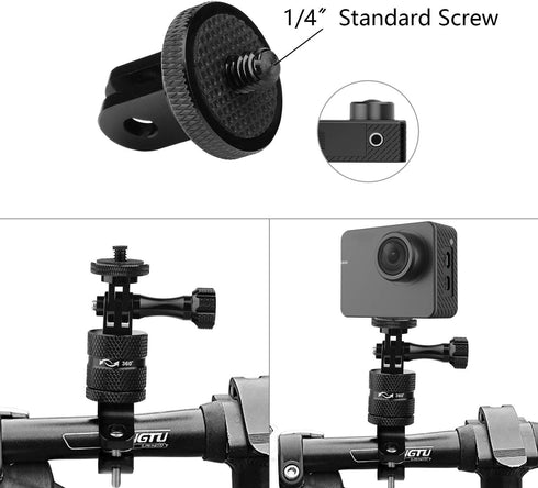 ChromLives Bike Mount for Gopro, Camera Handlebar Mount with 360 Degree Rotation, Aluminum Bike Camera Mount for Mountain Bicycle/Motorcycle for G...