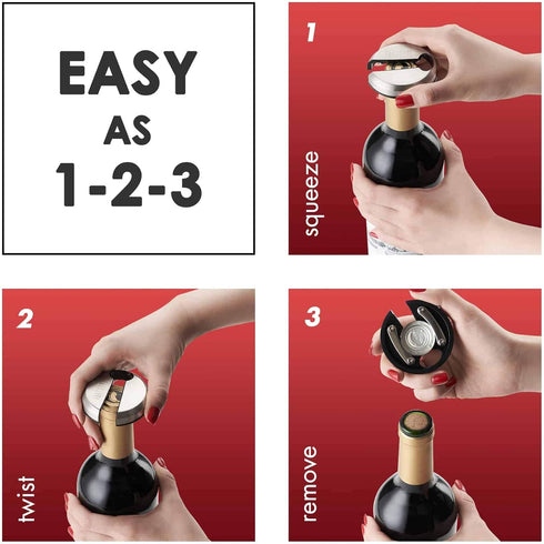 Vintorio Easy Wine Foil Top Cutter - Cut Bottle Capsules and Neck Labels - Sharp Remover for Wine Seals - Tough Metal, Stainless Steel Plated Body...