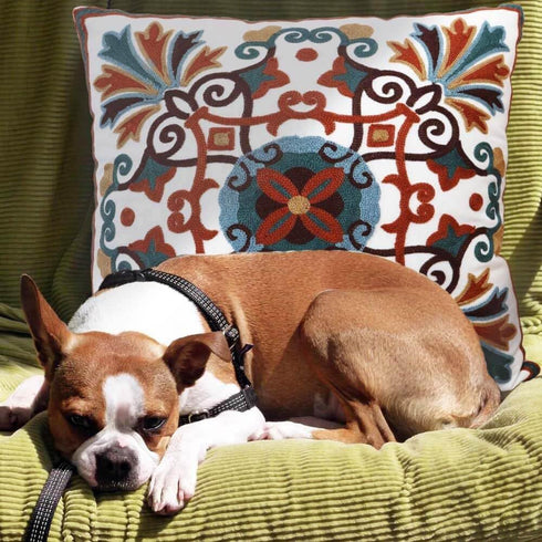 Decorative Couch Pillow Covers for Living Room 18x18 inches Set of 2 Embroidered Pattern Square Throw Pillows Case Cover for Sofa Bed Chair...