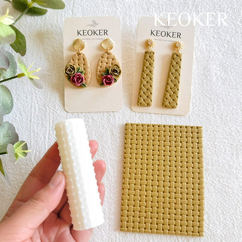 KEOKER Polymer Clay Texture Roller, Polymer Clay Roller for Making Earrings, Like Polymer Clay Texture Sheets, Great Work with Polymer Clay Cutter...