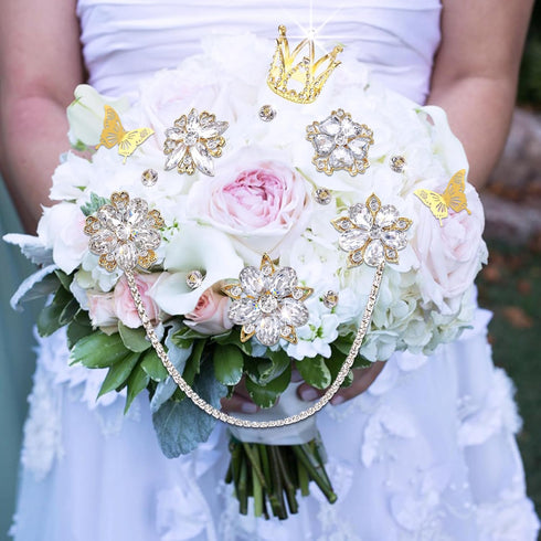Rhinestone Brooches for Crafts, Flower Bouquet Accessories,Corsage Pin Diamond Pins kits for Wedding Accessories Jewelry Decoration DIY Craft Supp...
