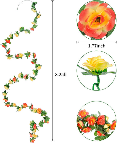 Miracliy 9Pcs 74FT Flower Garland Artificial Rose Arch Vines Fake Spring Floral Garland for Flower Wall Backdrop Wedding Mothers Day Garden Tea Pa...