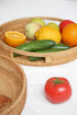 HITOMEN 11.8'' Hand-Woven Round Rattan Serving Tray Decorative Wicker Trays with Handles for Coffee Table (Natural-M)...