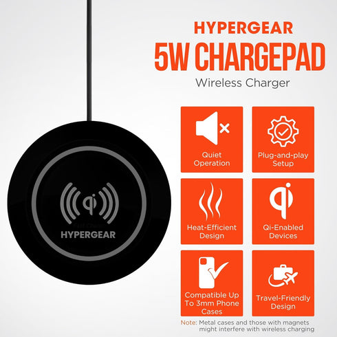 HyperGear ChargePad - 5W Universal Wireless Charging Pad & Fast Wireless Charger w/LED Power Indicator Compatible with iPhone, Android, Apple Watc...