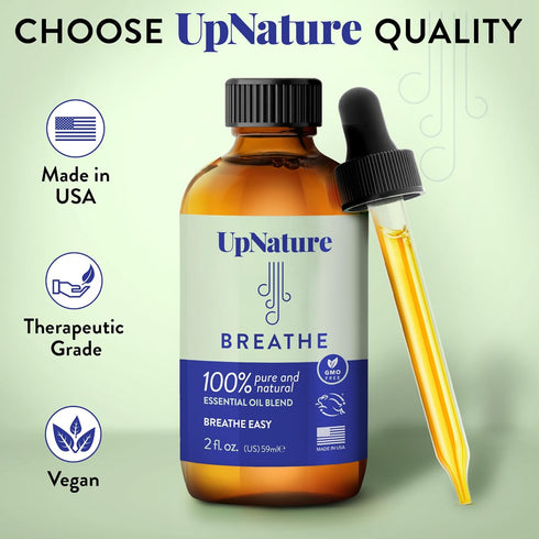 UpNature Breathe Essential Oil Blend - Essential Oils for Diffusers for Home and Humidifiers - Aromatherapy Oils for Breathing Comfort, 2oz...