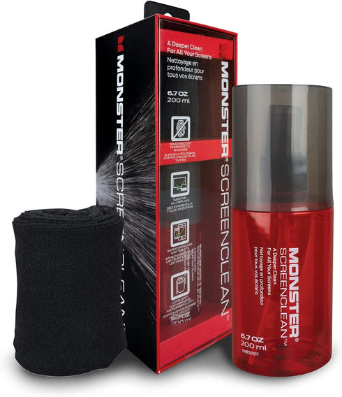 Monster 6.7 oz. Spray Screen Cleaner Kit with Microfiber Cloth for Electronic Devices – Ideal for LED, LCD, OLED, Smart TV, Computer Monitors, Lap...