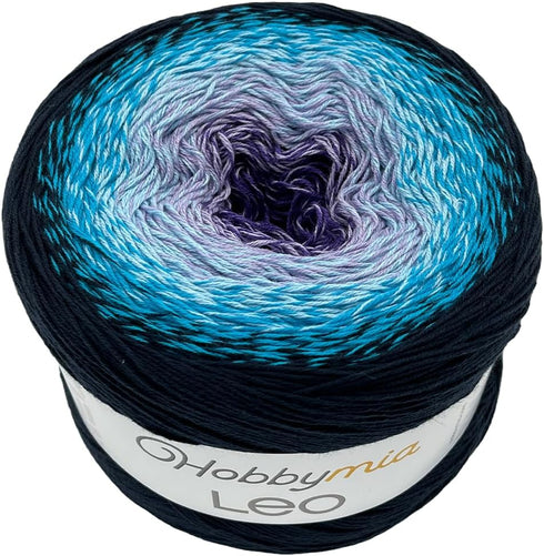 Leo Multicolored/Rainbow Fancy Cake Yarn - 250gr, 1000m/1094yds - 55% Cotton & 45% Polyacrylic - S.Fine (1) - for All Seasons Usage Crochet & Knit...