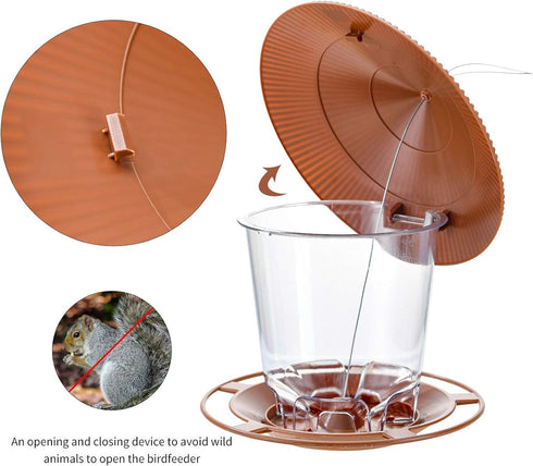 Hanging Bird Feeder Squirrel Proof for Outdoor Wild Bird Seed, Brown...