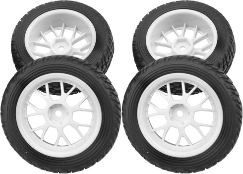 OD 75mm/2.95'' Rubber Tires & Plastic Wheel Rims 12mm Hex Compatible with Traxxas HSP Tamiya HPI Kyosho 1/10 On-Road Touring Racing Car,WLtoys 1/1...