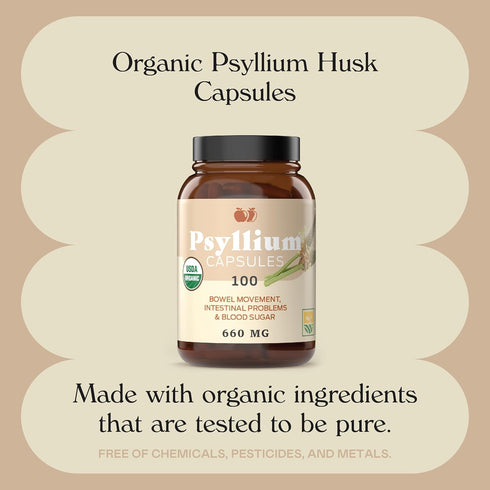 Pure Natural Whole Psyllium Husk Powder Capsules - 660mg Capsules 100 Pure Unflavored Fiber & Colon Cleanse Pills...