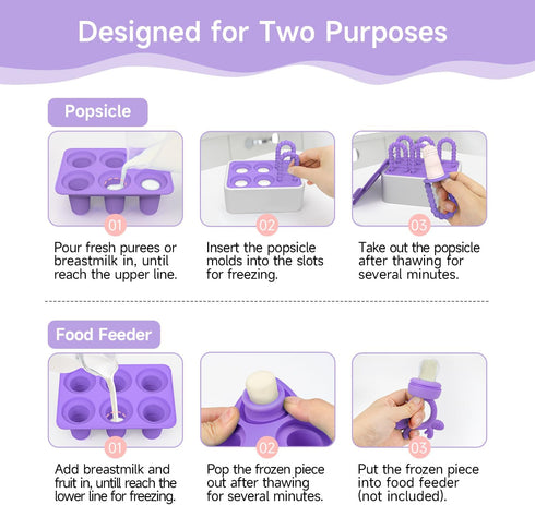 MORLIKE Baby Popsicle Molds Set, Homemade Breastmilk Popsicle Molds for Led Weaning, BPA Free Ice Pop Molds for Baby Teething Relief, Easy Release...