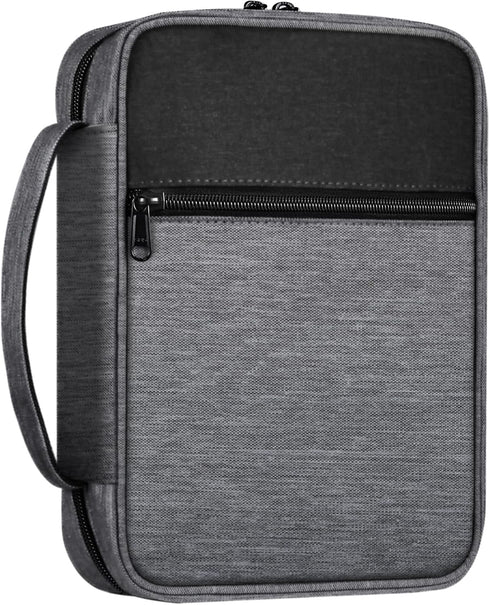 FINPAC Bible Cover, Carrying Book Case Church Bag Bible Protective with Handle and Zippered Pocket, Gift for Mother Lady Women Men, Gray...