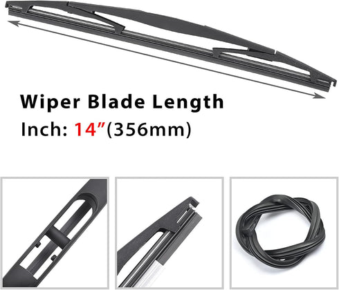 OTUAYAUTO Rear Windshield Wiper Blades - 2 Pieces of 14" Car Back Window Wiper - Replacement for Acura MDX RDX, Honda CRV Pilot, Subaru Forester O...
